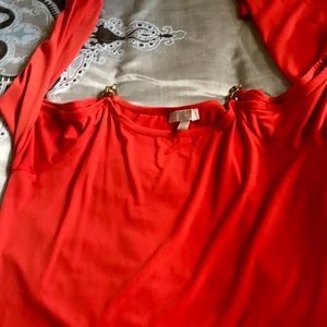 MK orange cold shoulder with chain straps   topXL